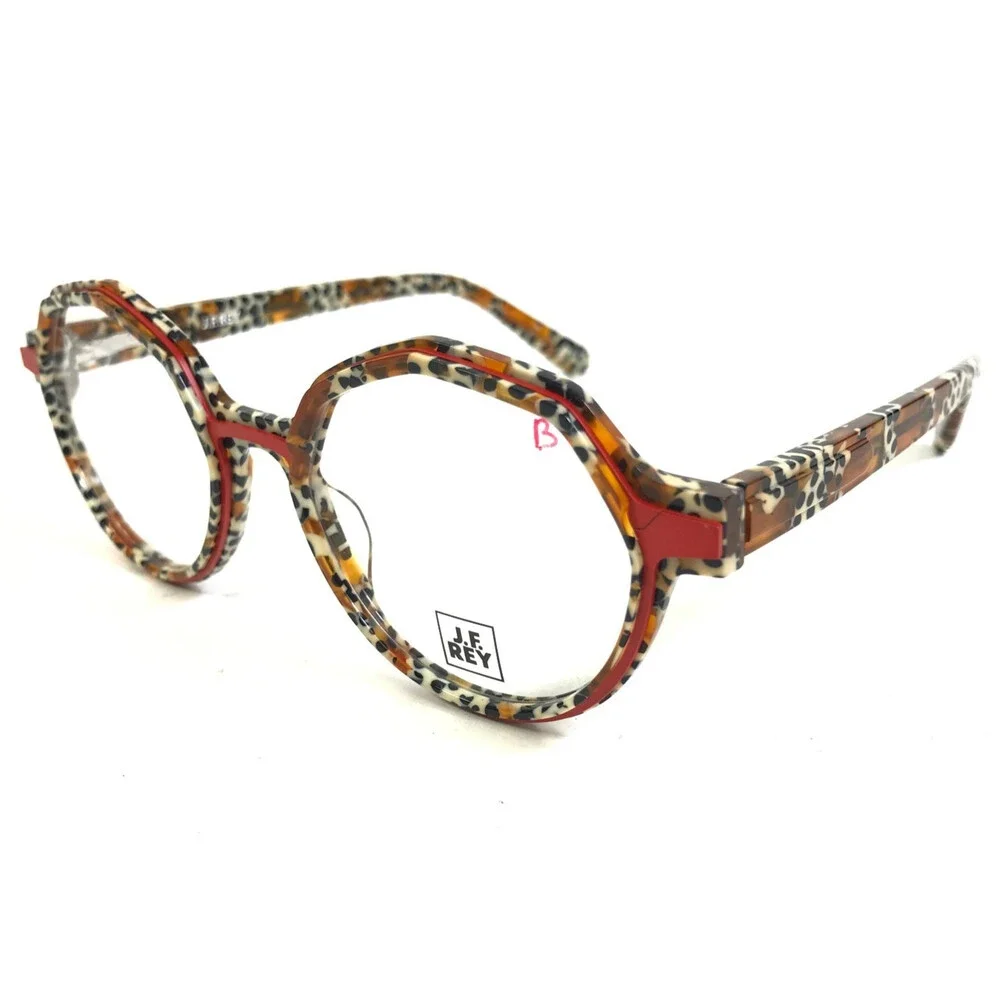 J. F. Rey Eyeglasses Frames JF1543 9460 Brown Orange Cheetah Print 51-18-140